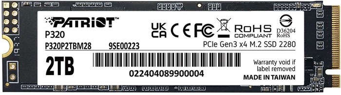 Накопитель SSD M.2 2280 Patriot Memory P320 2048 ГБ 103481