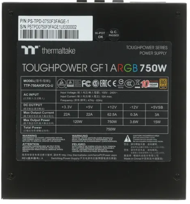 Блок питания ATX Thermaltake Toughpower GF3 ARGB 104339