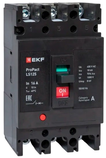 Автоматический выключатель в литом корпусе  EKF mccb-125-18-3-16-ls 149930