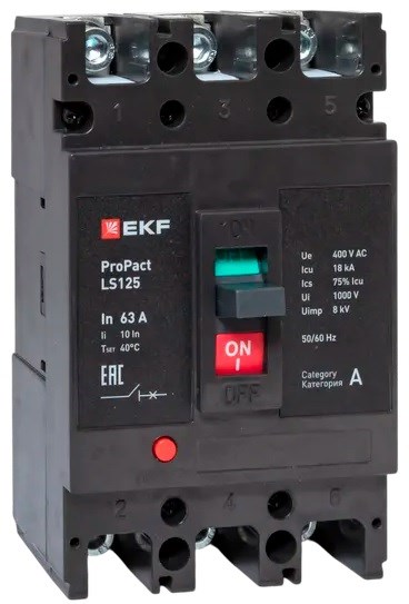 Автоматический выключатель в литом корпусе  EKF mccb-125-18-3-63-ls 149943