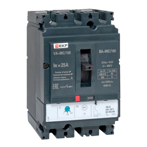 Автоматический выключатель в литом корпусе  EKF mccb99C-100-25 150186