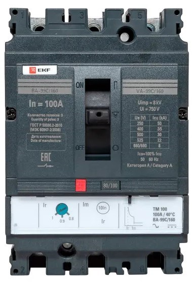 Автоматический выключатель в литом корпусе  EKF mccb99C-160-100 150202