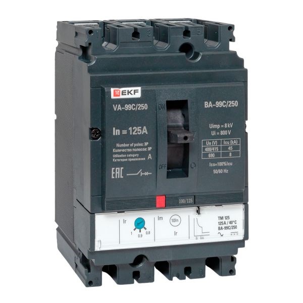 Автоматический выключатель в литом корпусе  EKF mccb99C-250-125 150225