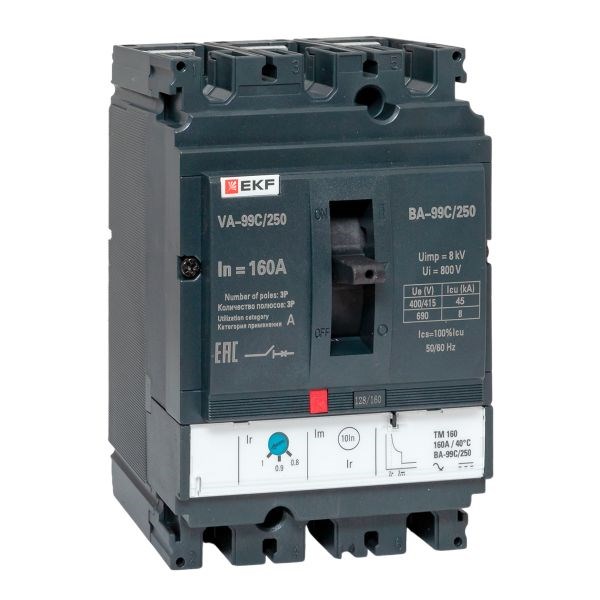 Автоматический выключатель в литом корпусе  EKF mccb99C-250-160 150236