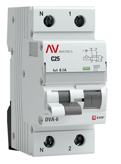 Автомат дифференциальный EKF rcbo6-1pn-25C-100-ac-av 150724
