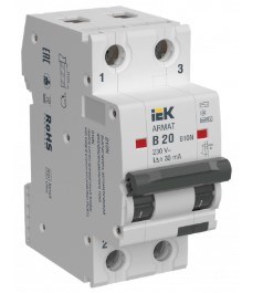 Автомат дифференциальный IEK AR-B10N-2-B020C030 150751