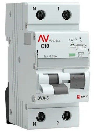 Автомат дифференциальный EKF rcbo6-1pn-10C-10-a-av 150786