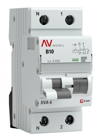 Автомат дифференциальный EKF rcbo6-1pn-10B-30-a-av 150824