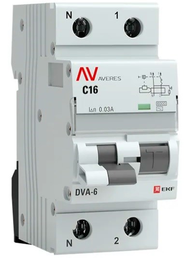 Автомат дифференциальный EKF rcbo6-1pn-16C-10-a-av 150831
