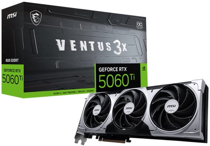 Видеокарта MSI GeForce RTX 5060 TI VENTUS 3X OC (RTX 5060 TI 8G VENTUS 3X OC) 104651