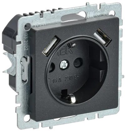 Розетка  IEK BR-R14-16-U21-D21-K02 157061