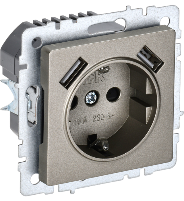 Розетка с заземлением  IEK BR-R14-16-U21-D21-K37 157068