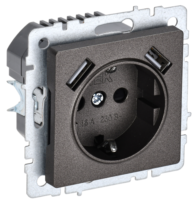 Розетка с заземлением  IEK BR-R14-16-U21-D21-K45 157071