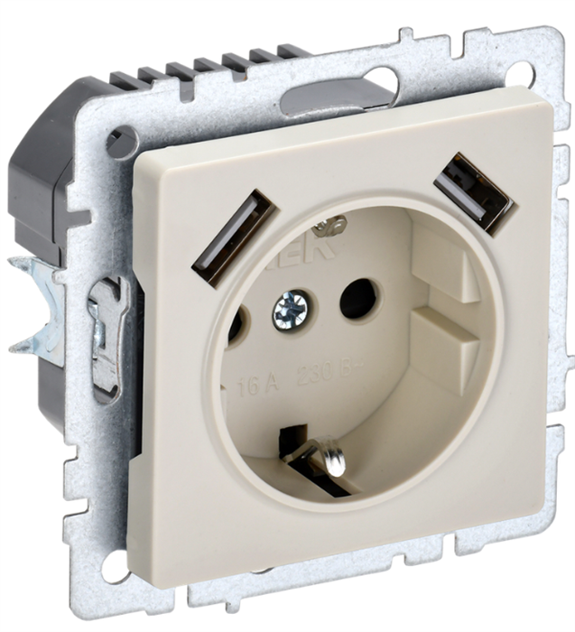 Розетка с заземлением  IEK BR-R14-16-U21-D21-K10 157072