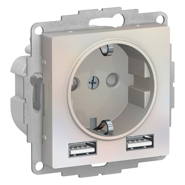 Розетка с заземлением с 2 USB  Systeme Electric ATN000430 157229