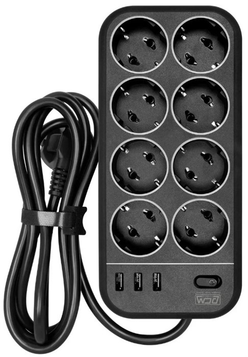 Сетевой фильтр  Powercom SP-08 USB03AB 3.0M 157574