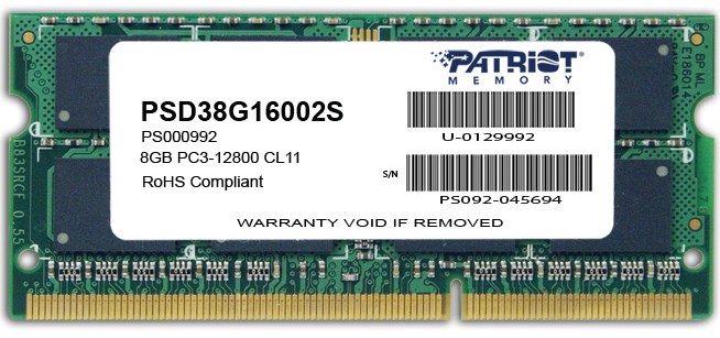 SODIMM DDR3 8GB Patriot Memory PSD38G16002S 108809