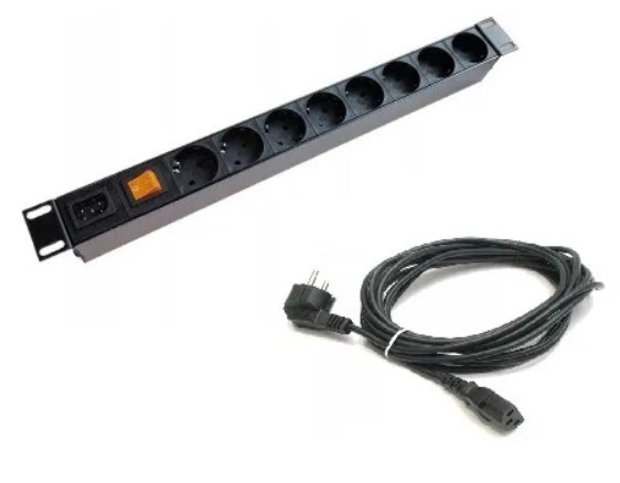 Блок розеток  QTECH QS-PDU-1U-16А-8Schuko-1C20 102129