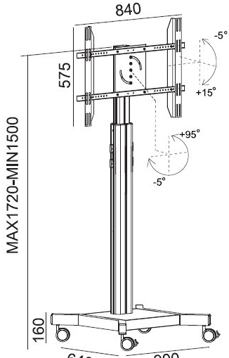 Стойка мобильная 2MVESA MediaPro 120 121559
