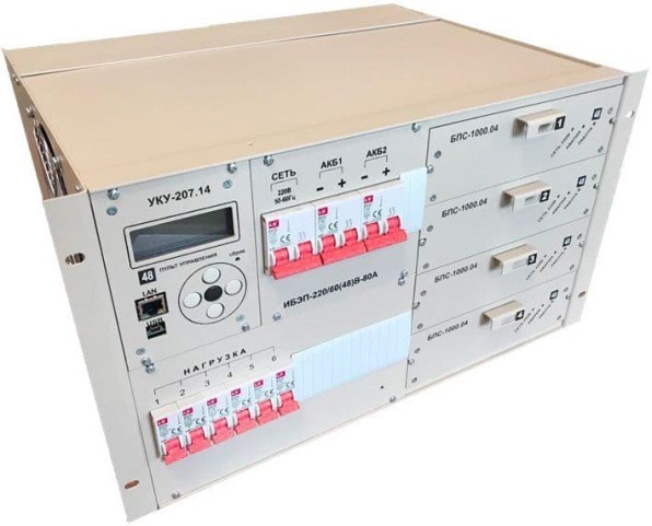 Источник бесперебойного питания  СГЭП ИБЭП-220(380)/48B-80A-4/4(1000)-6U-LAN 102631