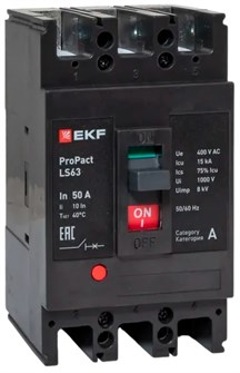 Автоматический выключатель в литом корпусе  EKF mccb-63-15-3-50-ls 149790