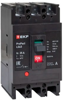 Автоматический выключатель в литом корпусе  EKF mccb-63-15-3-25-ls 149822