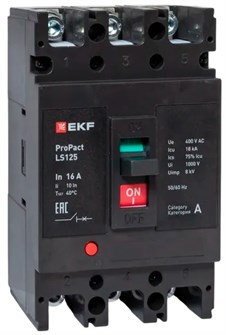 Автоматический выключатель в литом корпусе  EKF mccb-125-18-3-16-ls 149930