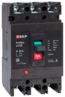 Автоматический выключатель в литом корпусе  EKF mccb-125-18-3-63-ls 149943