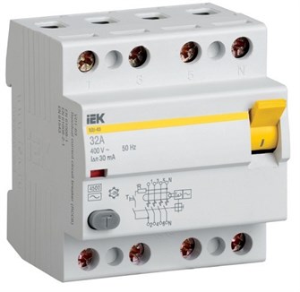 Выключатель дифференциального тока (ВДТ, УЗО)  IEK MDV10-4-080-300 150597