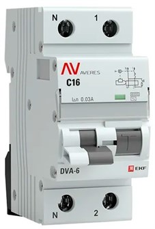 Автомат дифференциальный EKF rcbo6-1pn-16C-30-ac-av 150678