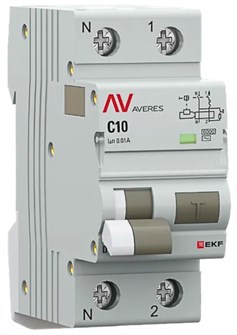 Автомат дифференциальный EKF rcbo6-1pn-10C-10-ac-av 150734