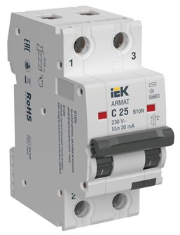 Автомат дифференциальный IEK AR-B10N-2-C025C030 150736