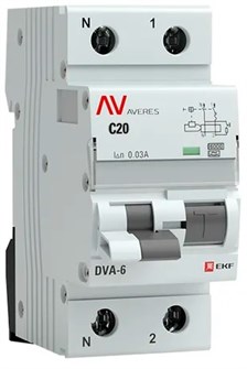 Автомат дифференциальный EKF rcbo6-1pn-20C-30-a-av 150775
