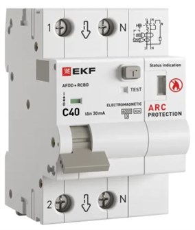 Устройство защиты от дугового пробоя  EKF afdd-rcbo-2-40C-30em-pro 150925
