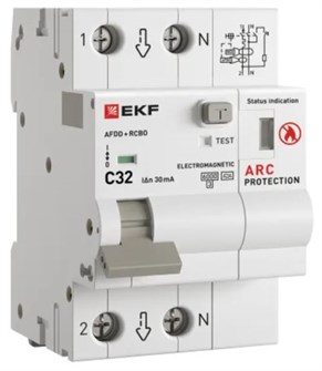 Устройство защиты от дугового пробоя  EKF afdd-rcbo-2-32C-30em-pro 150926