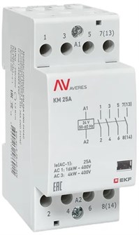 Контактор модульный EKF km-av-2-25-40-24V 152040