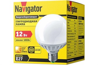 Лампа светодиодная Navigator NLL-G95-12-230-2.7K-E27 152906