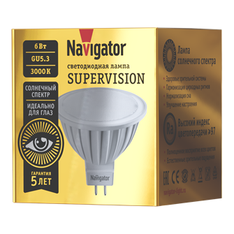 Лампа светодиодная Navigator NLL-MR16-6-230-3K-GU5.3-FR-SV 152908