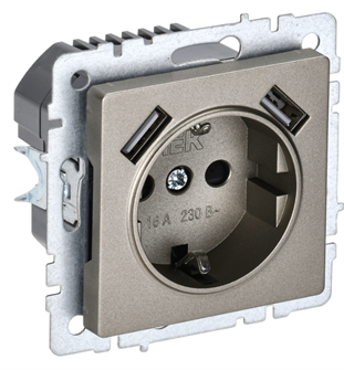 Розетка с заземлением  IEK BR-R14-16-U21-D31-K37 157075