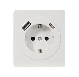 Розетка с заземлением с 2 USB  KRANZ KR-78-0704-1 157159