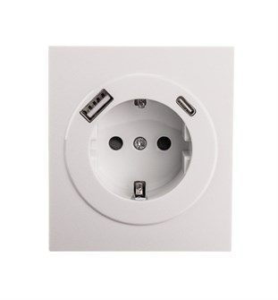 Розетка с заземлением с 2 USB  KRANZ KR-78-0704-4 157160