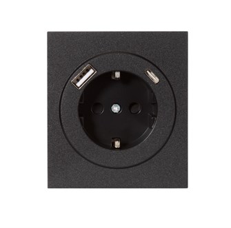 Розетка с заземлением с 2 USB  KRANZ KR-78-0704-5 157186