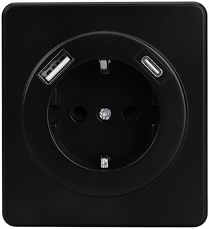 Розетка с заземлением с 2 USB  KRANZ KR-78-0704-3 157187