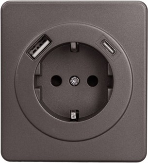 Розетка с заземлением с 2 USB  KRANZ KR-78-0704-2 157191