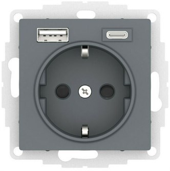 Розетка с заземлением с 2 USB  Systeme Electric ATN000732 157260