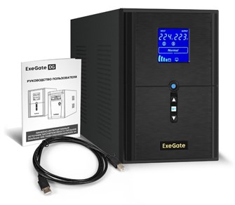 Источник бесперебойного питания  Exegate SineTower SN-2000.LCD.AVR.3SH.1C13.RJ.USB 102352