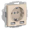 Розетка с заземлением с 2 USB  Systeme Electric ATN000230 157135