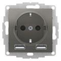 Розетка с заземлением с 2 USB  Systeme Electric ATN000930 157232